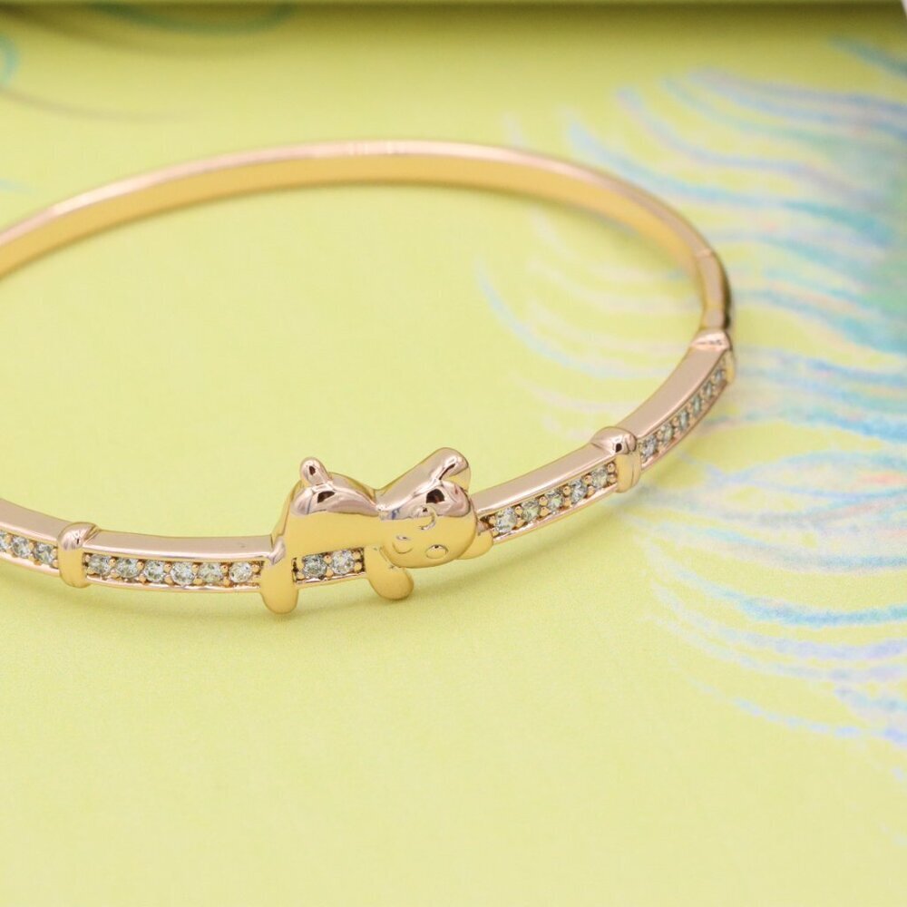 Charming Rose Gold Bangle with Adorable Bear Design, XPBL0527 - Picture 3 of 12